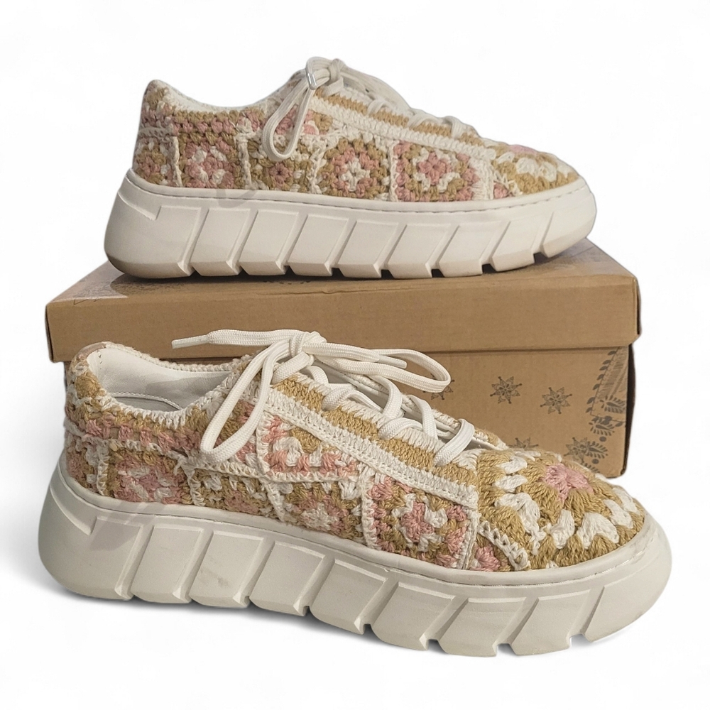 Free People Crochet Platform Sneakers Size 39